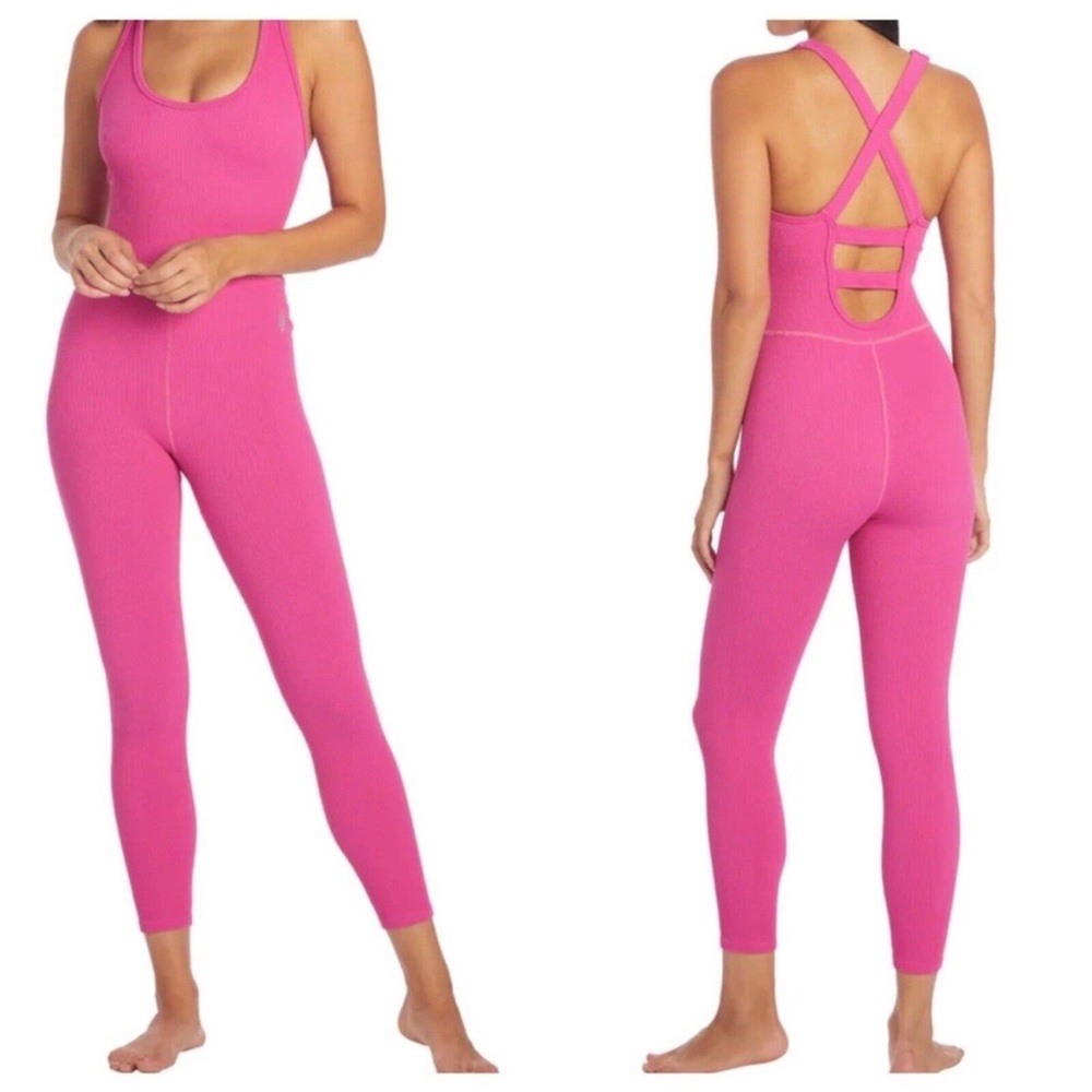 Free People Ribbed Jumpsuit in Fuchsia Fizz Size XL NWT